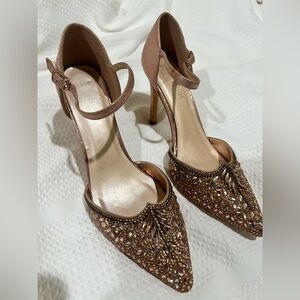 De Blossom Collection Brown Embellished Heels